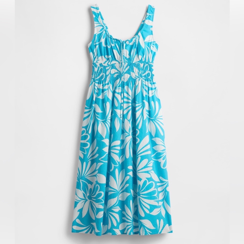 Gap Poplin Smocked Midi Dress